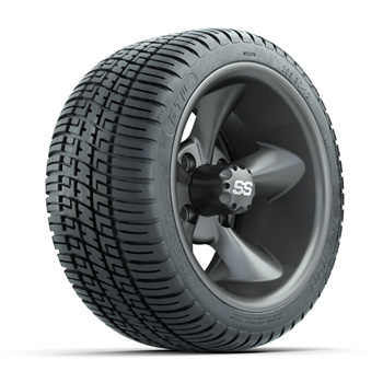 BuggiesUnlimited.com; GTW&reg; Godfather Matte Gray 12 in Wheels with 205/ 30-12 Fusion Street Tires - Set of 4