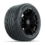 GTW&reg; Spyder Matte Black 12 in Wheels with 215/ 40-R12 Fusion GTR Street Tires - Set of 4