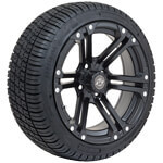 Set of 4 GTW Specter Matte Black Wheels with Lo-Pro Tires - 14x7 Inch