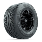 GTW&reg; Vandal Matte Black/ Machined 12 in Wheels with 255/ 55-R12 Fusion GTR Street Tires - Set of 4