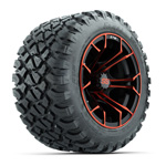 GTW&reg; Spyder Black/ Red 12 in Wheels with 22X11-R12 Nomad A/ T Tires - Set of 4