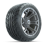 GTW&reg; Spyder Silver Brush 14 in Wheels with 225/ 40-R14 Fusion GTR Street Tires - Set of 4