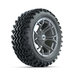 GTW Spyder Silver Brush 14 in Wheels with 23X10.00-14 Rogue All-Terrain Tires - Set of 4