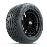 GTW&reg; Boost Gloss Black 14 in Wheels with 225/ 40-R14 Fusion GTR Street Tires - Set of 4