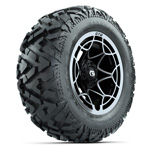 GTW&reg; Nexus Black/ Silver 14 in Wheels with 25x10-14 Barrage Mud Tires - Set of 4