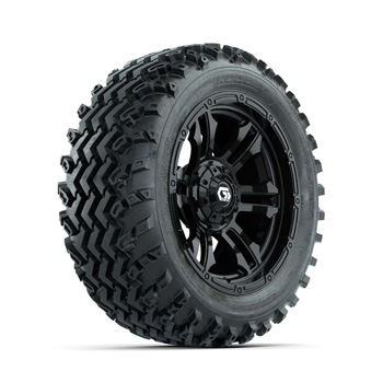 BuggiesUnlimited.com; GTW Shogun Gloss Black 14 in Wheels with 23X10.00-14 Rogue All-Terrain Tires - Set of 4