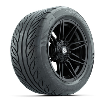 BuggiesUnlimited.com; GTW&reg; Stealth Black/ Machined 14 in Wheels with 255/ 45-R14 Fusion GTR Street Tires - Set of 4