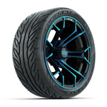 GTW&reg; Spyder Black/ Blue 14 in Wheels with 205/ 40-R14 Fusion GTR Street Tires - Set of 4