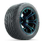 GTW&reg; Spyder Black/ Blue 14 in Wheels with 255/ 45-R14 Fusion GTR Street Tires - Set of 4