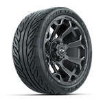 GTW&reg; Raven Matte Gray/ Ball Milled 14 in Wheels with 205/ 40-R14 Fusion GTR Street Tires - 4 Set