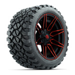 GTW&reg; Stealth Red/ Machined 14 in Wheels with 23X10-R14 Nomad  All-Terrain Tires - Set of 4