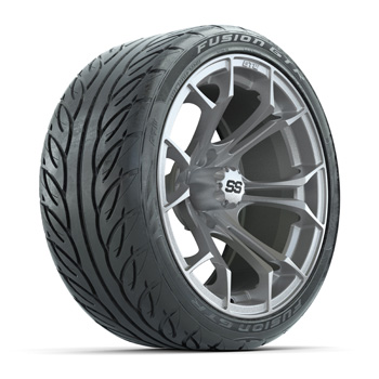 BuggiesUnlimited.com; GTW Spyder Silver Brush 15 in Wheels with 215/ 40-R15 Fusion GTR Steel Belt Street Tires - Set of 4
