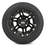 Set of 4 GTW Specter Matte Black Wheels with DOT Approved Fusion Street Tires - 10 Inch