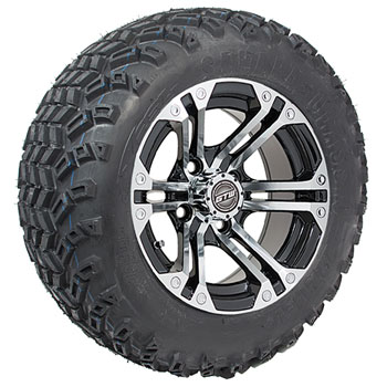 BuggiesUnlimited.com; GTW Specter Black and Machined 12 in Wheels on 22 in Sahara Classic All-Terrain Tires - Set of 4