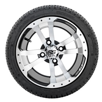 BuggiesUnlimited.com; GTW Storm Trooper Black and Machined 12 in Wheels with 18 in Fusion Street Tires - Set of 4