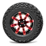 GTW Tempest Black and Red 12 in Wheels with 23 in Predator All-Terrain Tires - Set of 4