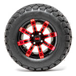 GTW Tempest Black and Red 12 in Wheels with 22 in Timberwolf Mud Tires - Set of 4