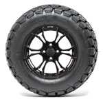 GTW Matte Black Spyder 12 in Wheels with 22 in Timberwolf Mud Tires - Set of 4