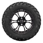 Set of 4 GTW Spyder Matte Black Wheels with Sahara Classic A-T Tires - 12 Inch