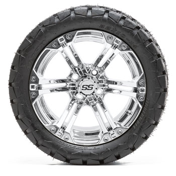 BuggiesUnlimited.com; GTW Specter Chrome 14 in Wheels with 22 in Timberwolf Mud Tires - Set of 4