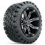 GTW Tempest Black and Machined Wheels with 22in Timberwolf Mud Tires - 14 Inch