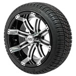 GTW Tempest Black and Machined Wheels with 18in Fusion DOT Approved Street Tires - 14 Inch