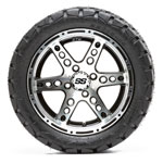 GTW Dominator Black and Machined Wheels with 22in Timberwolf Mud Tires - 14 Inch
