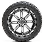 GTW Element Black and Machined Wheels with 22in Timberwolf Mud Tires - 14 Inch
