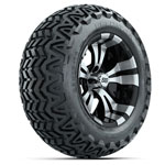 GTW Vampire Black and Machined Wheels with 23in Predator A-T Tires - 14 Inch