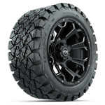 GTW Matte Black Raven 14 in Wheels with 22x10-14 Timberwolf All-Terrain Tires - Set of 4