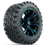 GTW Blue/ Black Spyder 14 in Wheels with 22x10-14 Timberwolf All-Terrain Tires - Set of 4