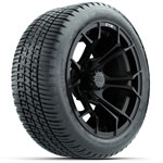 GTW Matte Black Spyder 14 in Wheels with 205/ 30-14 Fusion Street Tires - Set of 4