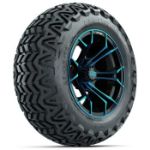 GTW Black/ Blue Spyder 14 in Wheels with 23x10-14 GTW Predator All-Terrain Tires - Set of 4