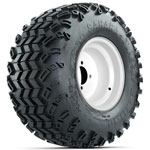 White Steel Offset 10 in Wheels with 22x11-10 Sahara Classic All-Terrain Tires - Set of 4