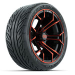 GTW Spyder Red/ Black 14 in Wheels with 205/ 40-R14 Fusion GTR Street Tires - Set of 4