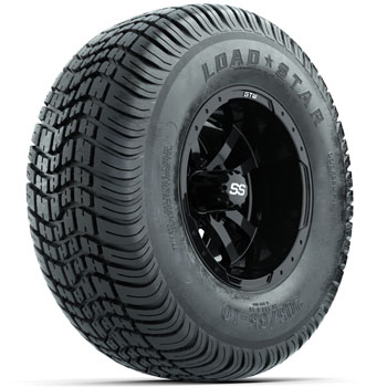 BuggiesUnlimited.com; GTW Storm Trooper Gloss Black 10 in Wheels with 205/ 65-10 Kenda Load Star Tires - Set of 4