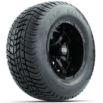 BuggiesUnlimited.com; GTW Gloss Black Storm Trooper 10 in Wheels with 205/ 50-10 Mamba Street Tires - Set of 4