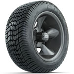 GTW Matte Gray Godfather 12 in Wheels with 215/ 40-12 Excel Classic Street Tires - Set of 4
