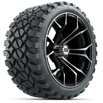 BuggiesUnlimited.com; GTW Spyder Machined/ Black 15 in Wheels with 23 in Nomad All Terrain Tires - Set of 4
