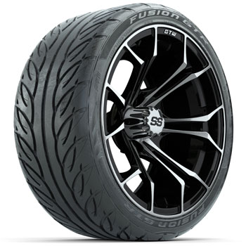 BuggiesUnlimited.com; GTW Spyder Machined/ Black 15 in Wheels with Fusion GTR Lo-Pro Street Tires - Set of 4