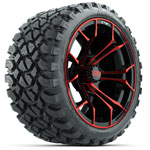 GTW Spyder Black/ Red 15 in Wheels with 23 in Nomad All Terrain Tires - Set of 4