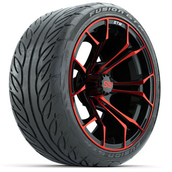 BuggiesUnlimited.com; GTW Spyder Black/ Red 15 in Wheels with Fusion GTR Lo-Pro Street Tires - Set of 4