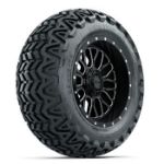 GTW Helix Machined & Black 14 in Wheels with 23x10-14 Predator All-Terrain Tires - Set of 4