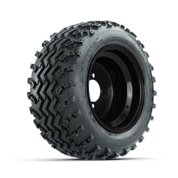 BuggiesUnlimited.com; GTW Steel Black 10 in Wheels with 18x9.50-10 Rogue All Terrain Tires – Set of 4