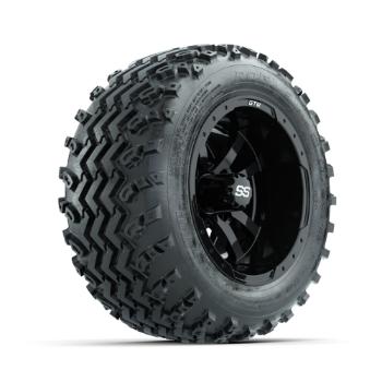 BuggiesUnlimited.com; GTW Storm Trooper Black 10 in Wheels with 18x9.50-10 Rogue All Terrain Tires – Set of 4