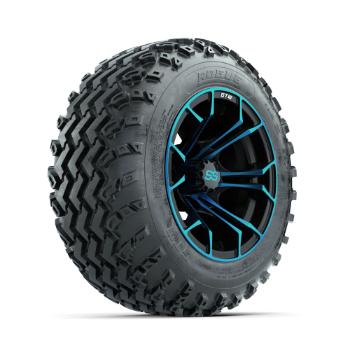 BuggiesUnlimited.com; GTW Spyder Blue/ Black 12 in Wheels with 22x11.00-12 Rogue All Terrain Tires – Set of 4