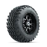 GTW Vortex Machined/ Matte Black 12 in Wheels with 22x11.00-12 Rogue All Terrain Tires – Set of 4