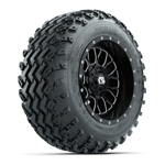 GTW Helix Machined/ Black 12 in Wheels with 22x11.00-12 Rogue All Terrain Tires – Set of 4