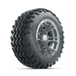 GTW Spyder Silver 12 in Wheels with 22x11.00-12 Rogue All Terrain Tires – Set of 4