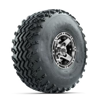 BuggiesUnlimited.com; GTW Ranger Machined/ Black 8 in Wheels with 22x11.00-8 Rogue All Terrain Tires – Set of 4